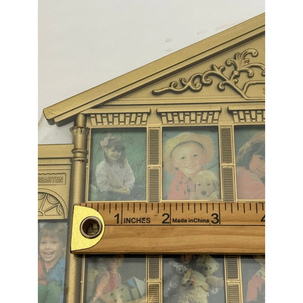 Vintage Gold Schoolhouse Plasti K-12 School Years Multi Photo Collage Frame New